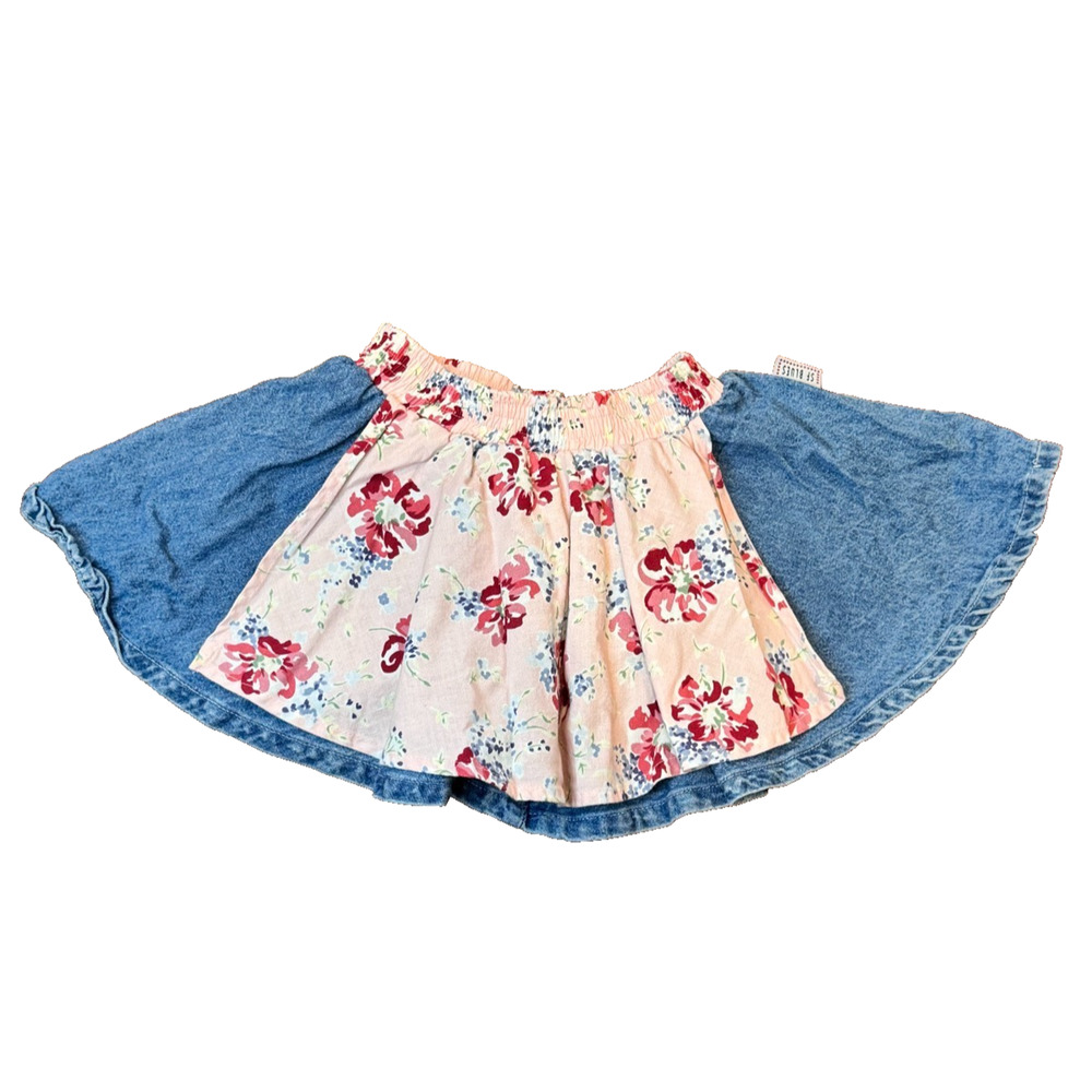 Vintage San Francisco Blues Vintage Denim Floral Skirt Toddler Sz 4 Pink Western